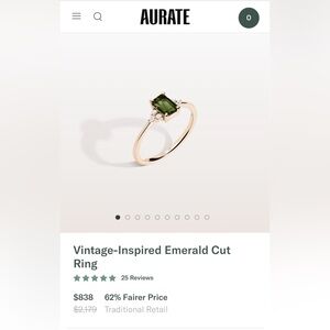 SOLD Aurate Vintage Inspired Emerald Cut ring green tourmaline 6